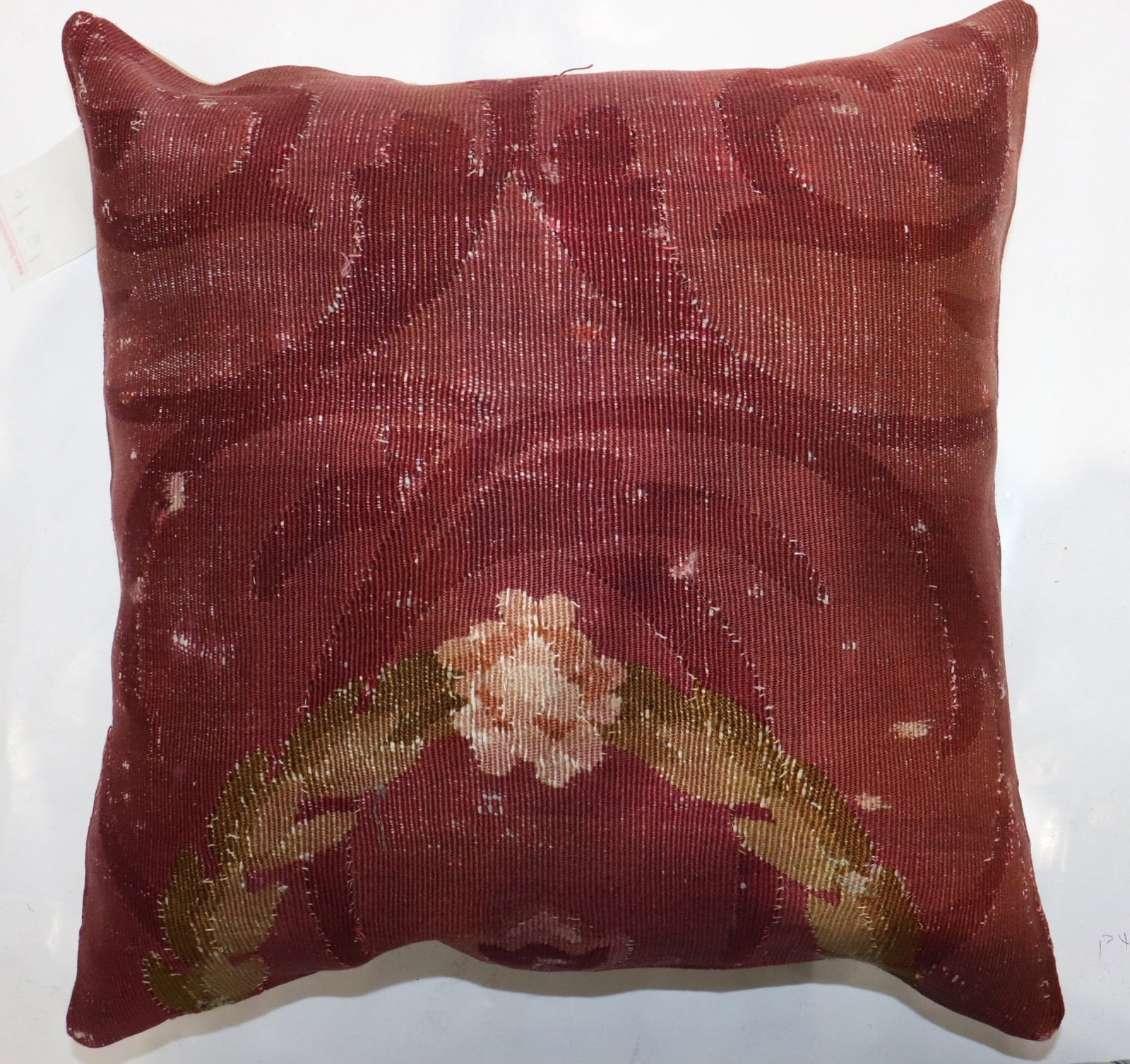 French Aubusson Tapestry Pillow 18th Century 1' 5" x 1' 6" Red (1 of 2)