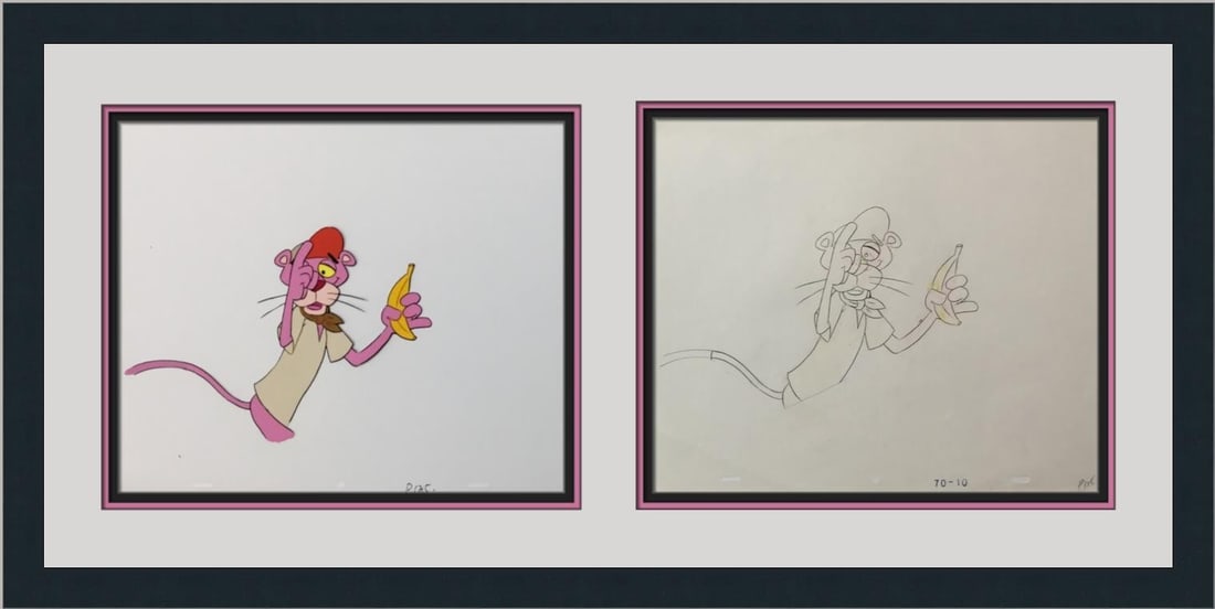 Original 1970 Pink Panther Hand Painted Animation Cel Framed (1 of 5)