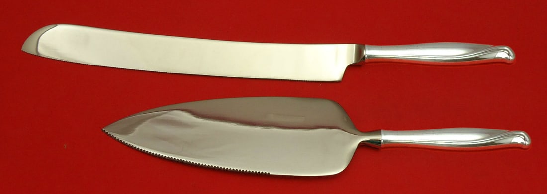 2 Piece Wedding Cake Serving Set Alvin Spring Bud Sterling Silver (1 of 1)