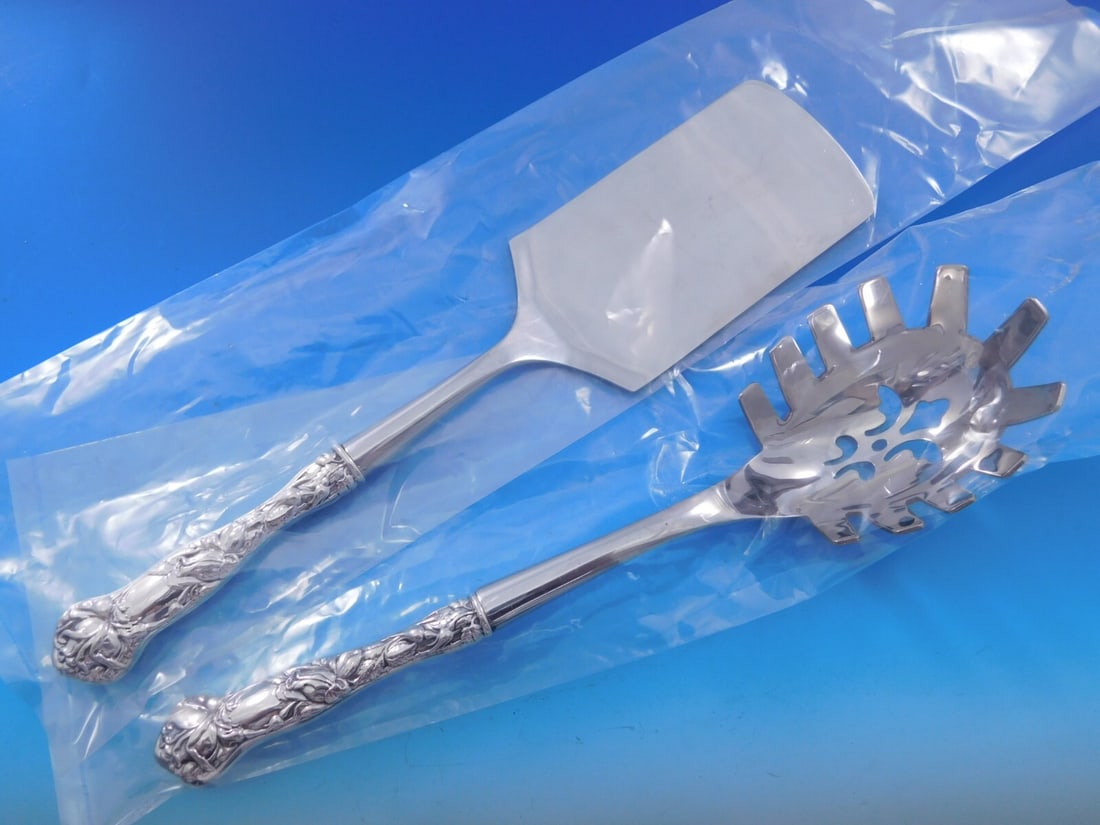 Alvin Bridal Rose Sterling Silver Pasta Server Set 2pc Custom Hollow Handle: Alvin Bridal Rose Sterling Silver Pasta Server Set 2pc Custom Hollow Handle Enhance your dining experience with this exquisite Bridal Rose by Alvin Sterling Silver Italian Pasta Server Set. Crafted be