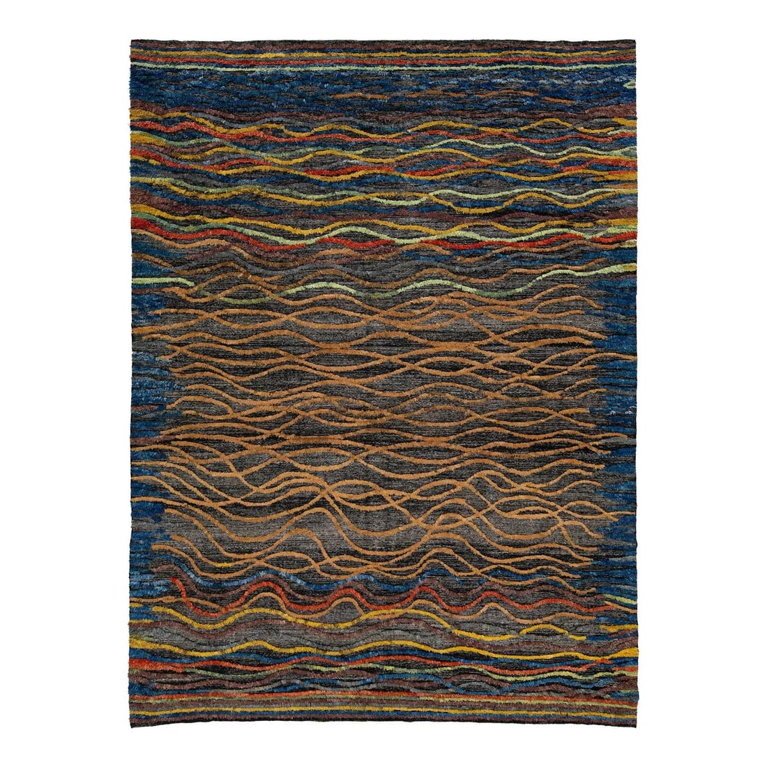 Handmade 10'4 x 14'1 Modern Moroccan Wool Rug Multicolor Abstract Design: Handmade 10'4 x 14'1 Modern Moroccan Wool Rug Multicolor Abstract Design Elevate your decor with this stunning Modern Moroccan Style Wool Rug, meticulously handcrafted to bring a touch of elegance to 