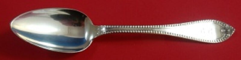 Vanderslice Beaded Sterling Silver Soup Spoon 7 1/4 Inch Antique: Vanderslice Beaded Sterling Silver Soup Spoon 7 1/4 Inch Antique This elegant Beaded Place Soup Spoon, crafted by Vanderslice, features a classic beaded pattern and is made of high-quality sterling si