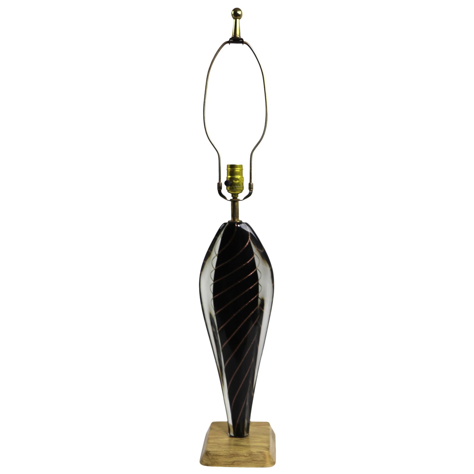 Flavio Poli Murano Lamp Art Glass Black with Gold Fleck (1 of 10)