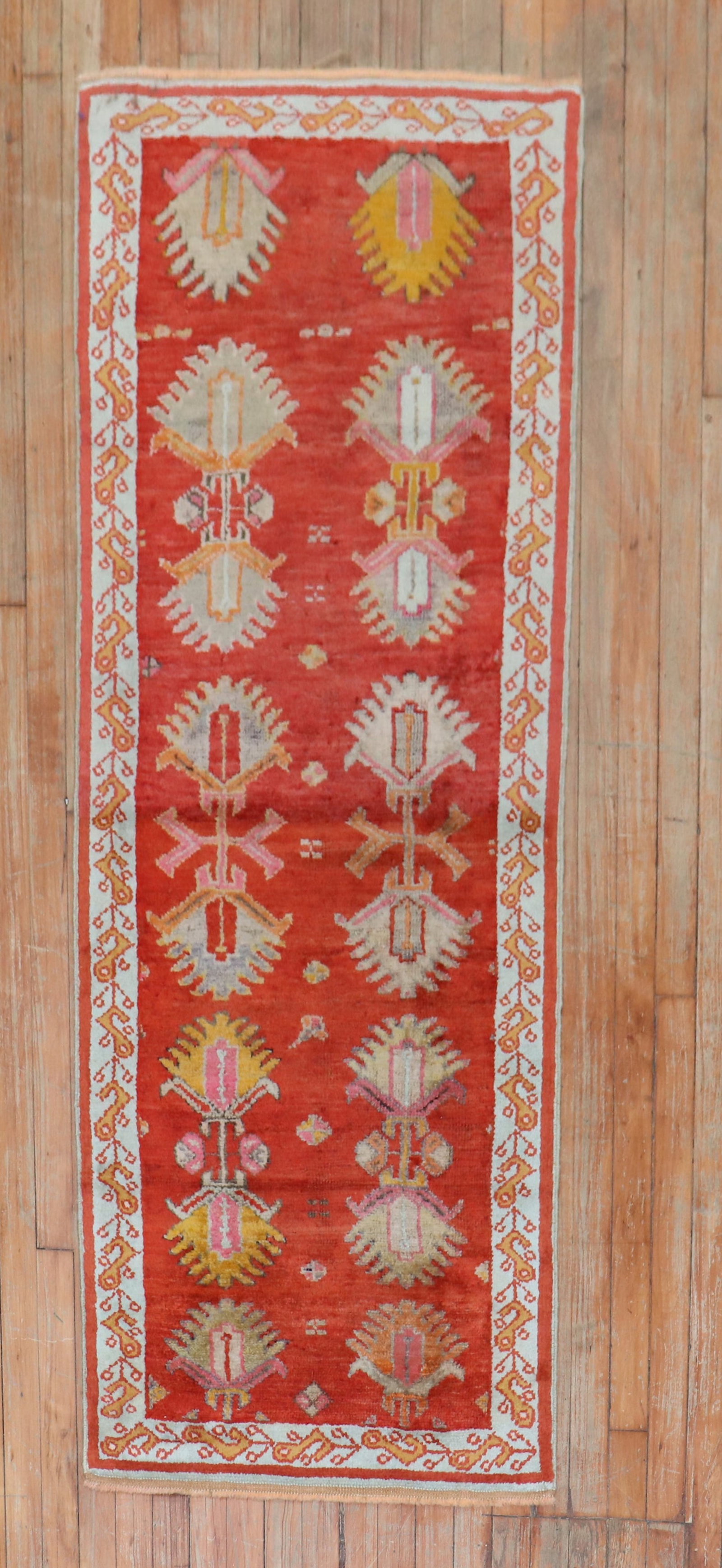 2' 5" x 6' 6" Turkish Oushak runner early 20th century red (1 of 7)