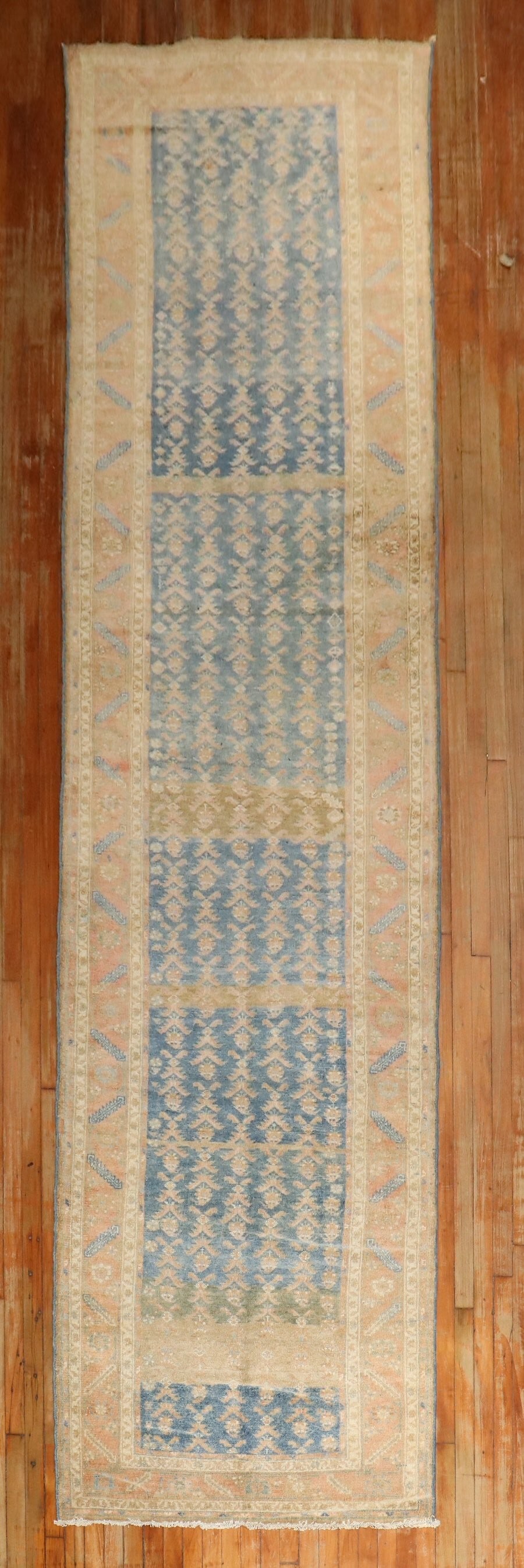 3' 8" x 16' Persian Seraband Hamadan Runner Rug: 3' 8" x 16' Persian Seraband Hamadan Runner Rug Mid-20th century Persian Seraband runner with a wide, elongated format. This pre-owned piece is identified as a Hamadan type and categorized as a runner