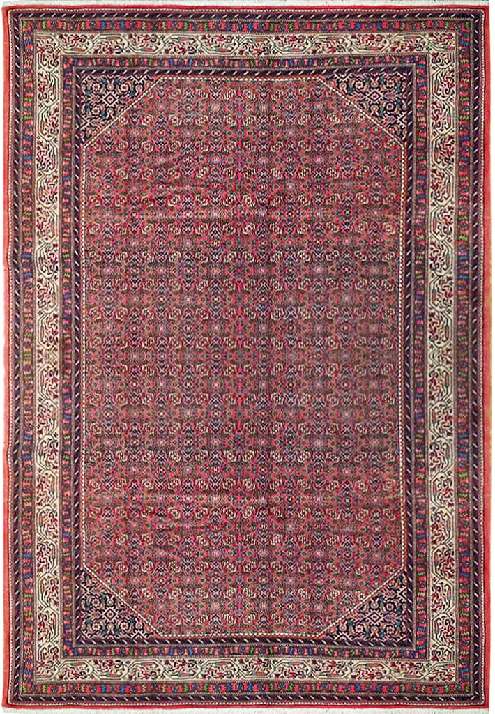 6.7 x 9.4 Pinkish Persian Bijar Rug Handmade Wool: 6.7 x 9.4 Pinkish Persian Bijar Rug Handmade Wool Free continental US Shipping High-end Persian Bijar rug in a pinkish colorway with an intricate floral pattern, central medallion, and decorative bord