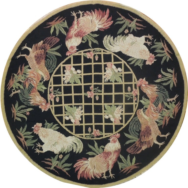 6' x 6' Black Needlepoint Flat Weave Round Area Rug (1 of 6)
