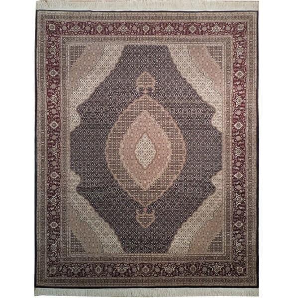 Mahi Tabriz 7.10 x 9.9 Wool and Silk Rug Midnight Blue: Mahi Tabriz 7.10 x 9.9 Wool and Silk Rug Midnight Blue Free continental US Shipping This exquisite Mahi Tabriz rug combines the luxurious softness of wool and silk, featuring a stunning midnight blue 