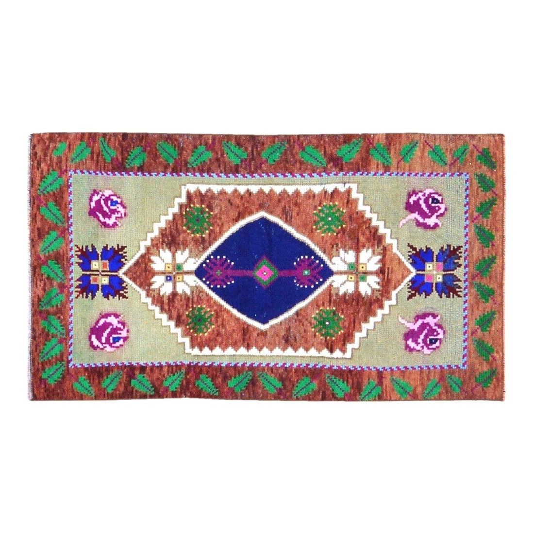 Hand-Knotted Wool Anatolian Rug in Eggplant 2'2'' x 4': Hand-Knotted Wool Anatolian Rug in Eggplant 2'2'' x 4' This vintage Turkish Anatolian wool rug is hand-knotted using traditional rug-making techniques, offering a blend of classic craftsmanship and mo
