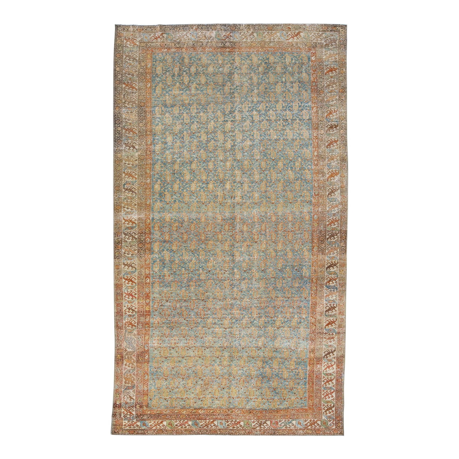 Antique Persian Malayer Wool Rug 5'11 x 10'7 Blue Floral Design: Antique Persian Malayer Wool Rug 5'11 x 10'7 Blue Floral Design Discover the charm of this stunning antique Malayer wool rug, expertly hand-knotted to showcase a captivating blue color field. Adorned 