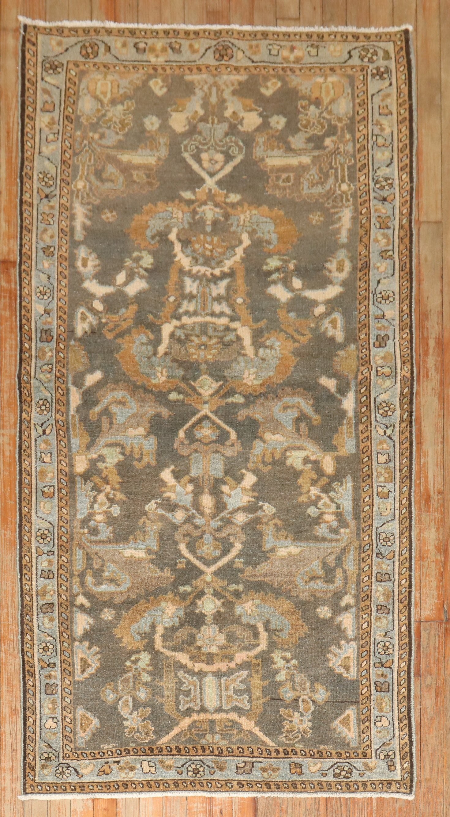 3' 3" x 6' 7" Malayer Small Runner Rug Brown Persian: 3' 3" x 6' 7" Malayer Small Runner Rug Brown Persian Early 20th century brown Persian Malayer small rug with a runner-style format. This pre-owned piece is identified as a Malayer rug. Specifications 