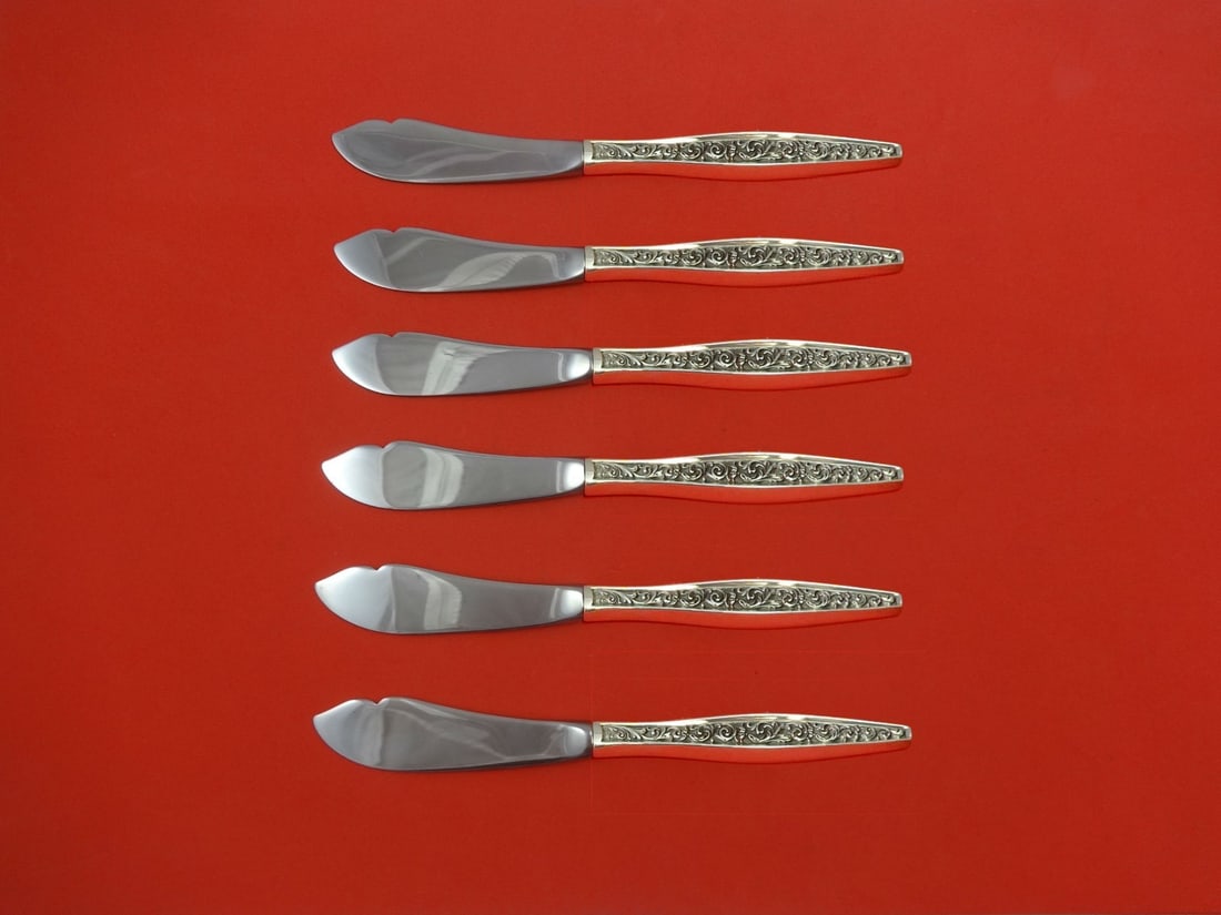 Reed & Barton Renaissance Scroll Sterling Silver Trout Knife Set 6pc (1 of 1)