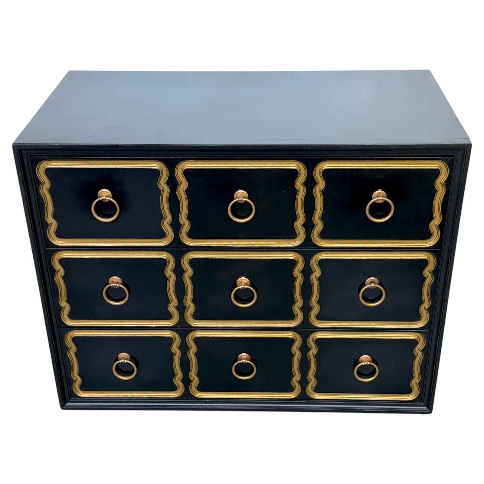 Heritage Espana 38 in. black lacquer 3-drawer chest by Dorothy Draper (1 of 14)