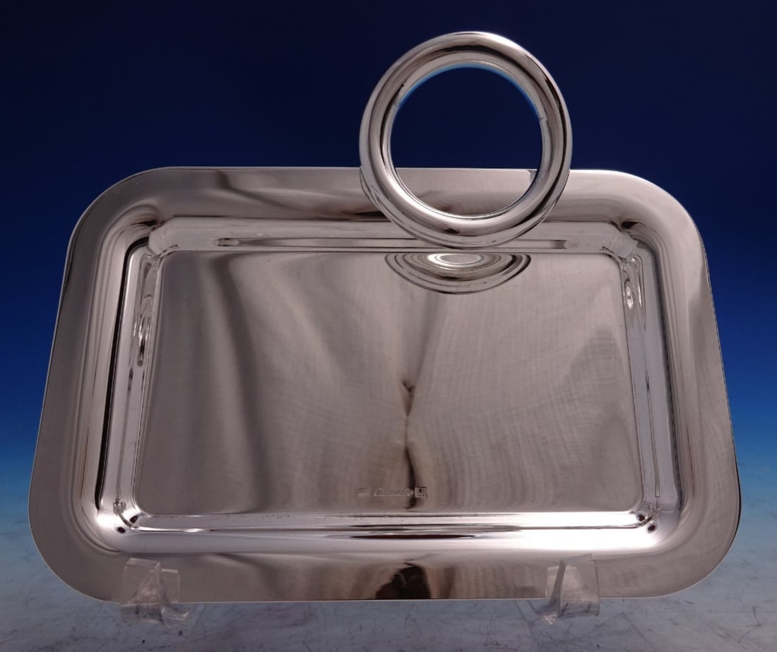 Appetizer Plate Vertigo Pattern Silverplate with Ring Handle by Christofle France (1 of 3)