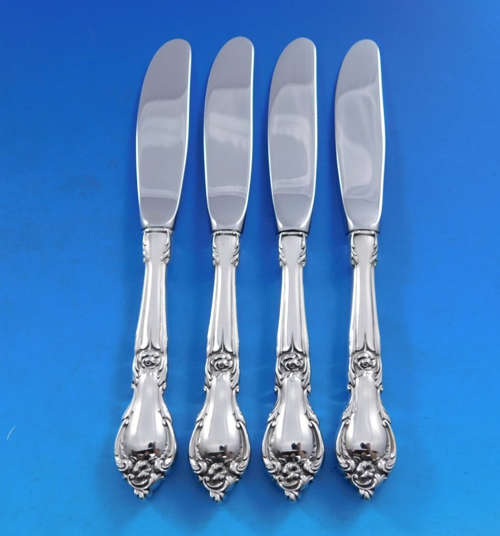 Lunt Alexandra Sterling Silver Butter Spreaders Set of 4 Modern 6 1/4" (1 of 3)