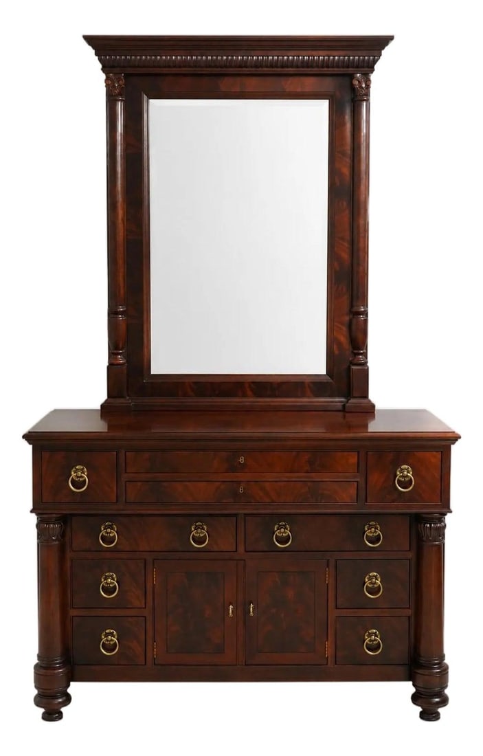 Mahogany Empire Style Dresser and Mirror by Henredon (1 of 10)