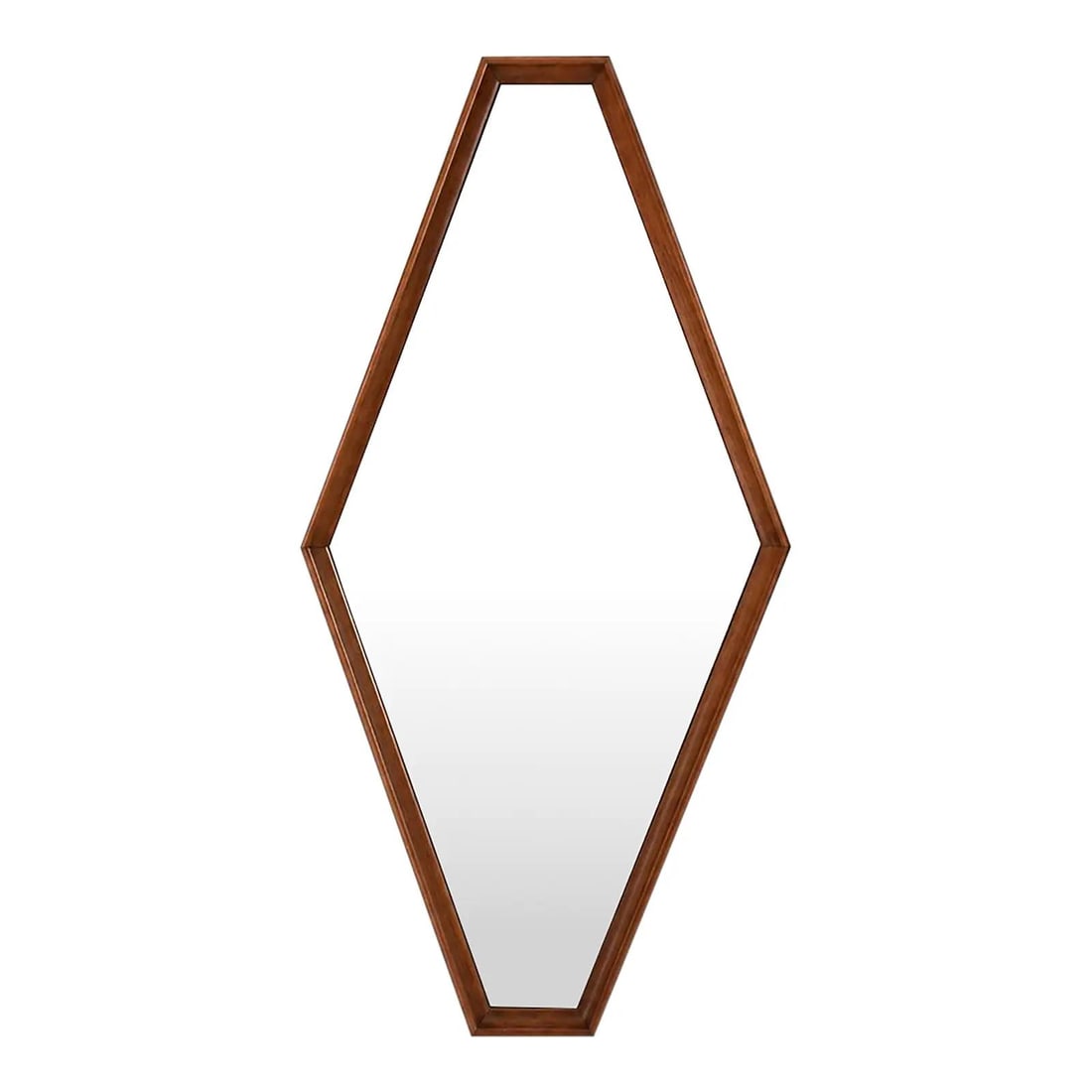 Walnut Diamond Form Wall Mirror Mid Century Modern 24.25 x 47.75 (1 of 4)