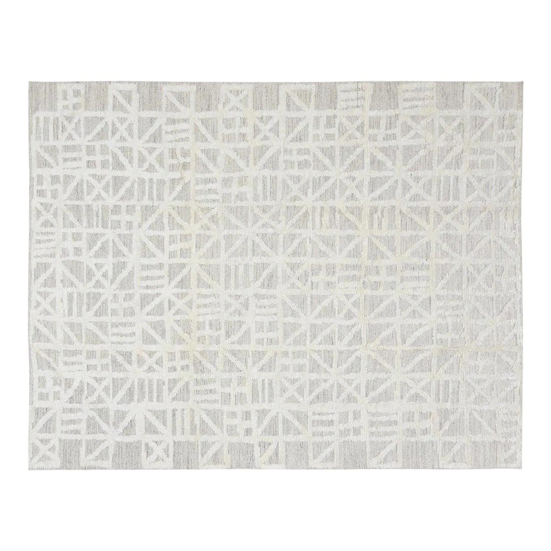 10'1" x 13'9" Hand Knotted Wool Rug in Greige Moroccan Style: 10'1" x 13'9" Hand Knotted Wool Rug in Greige Moroccan Style This Moroccan Aleph rug is hand-knotted from wool using traditional techniques, blending classic craftsmanship with a modern design sensibi