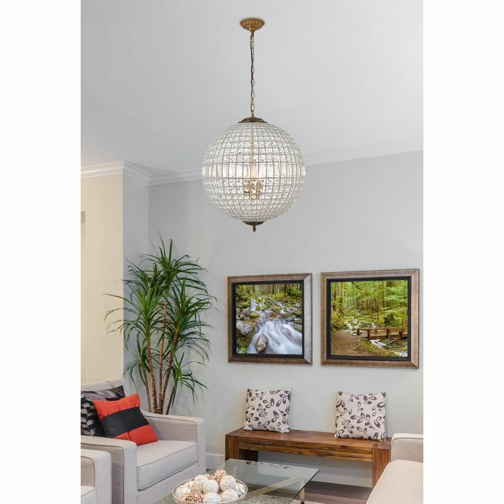 Olivia 5-Light French Gold Crystal Globe Chandelier 33.5 inch (1 of 10)