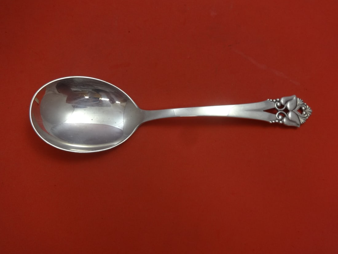 Orla Vagn Mogensen Greta Sterling Silver Berry Spoon 9" with Leaf Design (1 of 1)