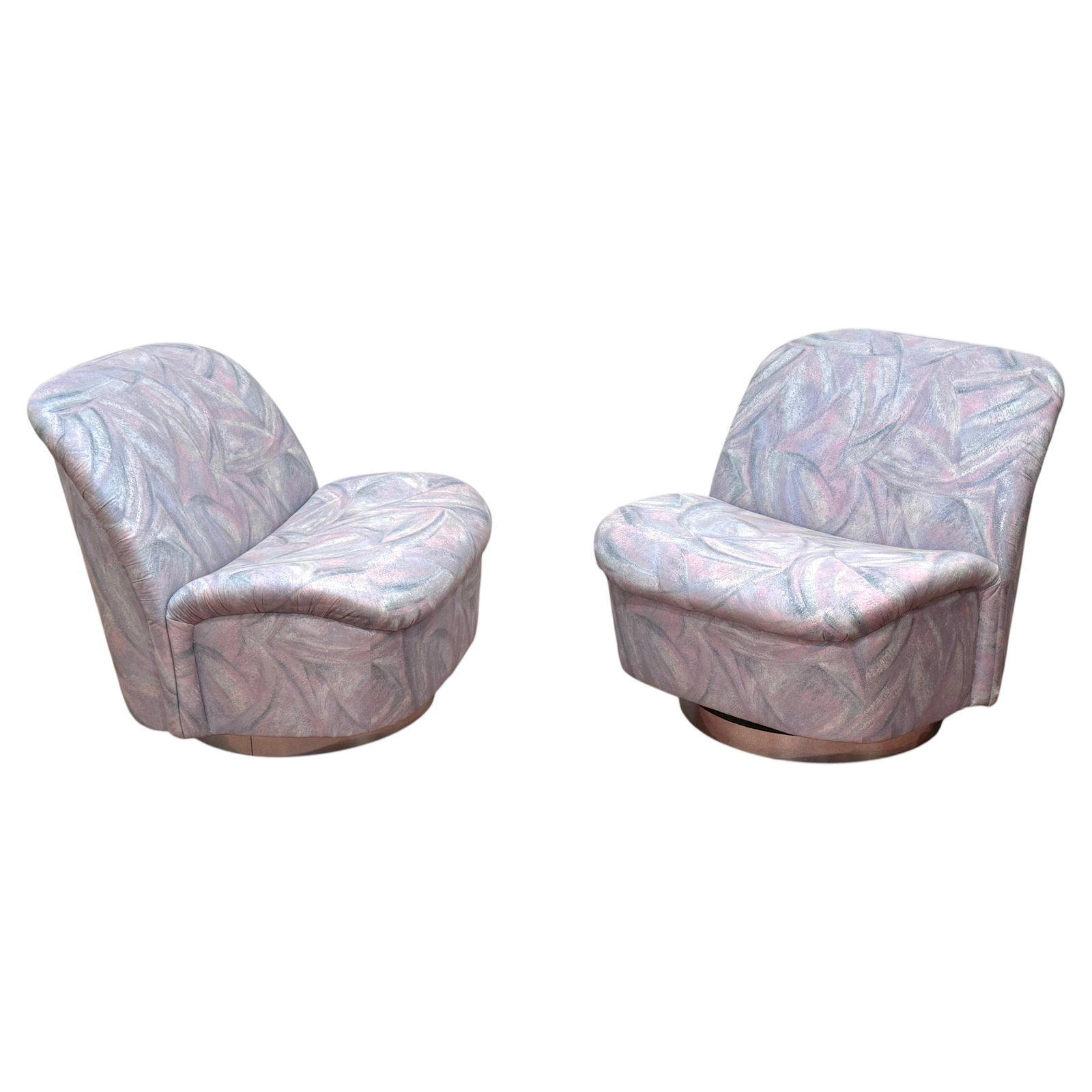 Set of 2 Directional Swivel Lounge Chairs Stainless Steel Bases (1 of 10)