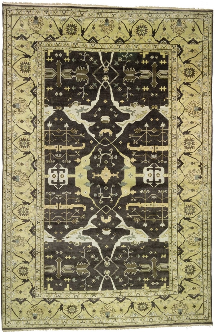 Oversized 12x18 Cocoa Brown Floral Oushak Chobi Rug Handmade Wool Area Rug (1 of 18)