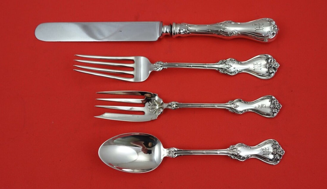 Whiting Duke of York Sterling Silver 4-Piece Place Setting with Monograms: Whiting Duke of York Sterling Silver 4-Piece Place Setting with Monograms This exquisite Duke of York place setting by Whiting features a classic design crafted from high-quality sterling silver (.925
