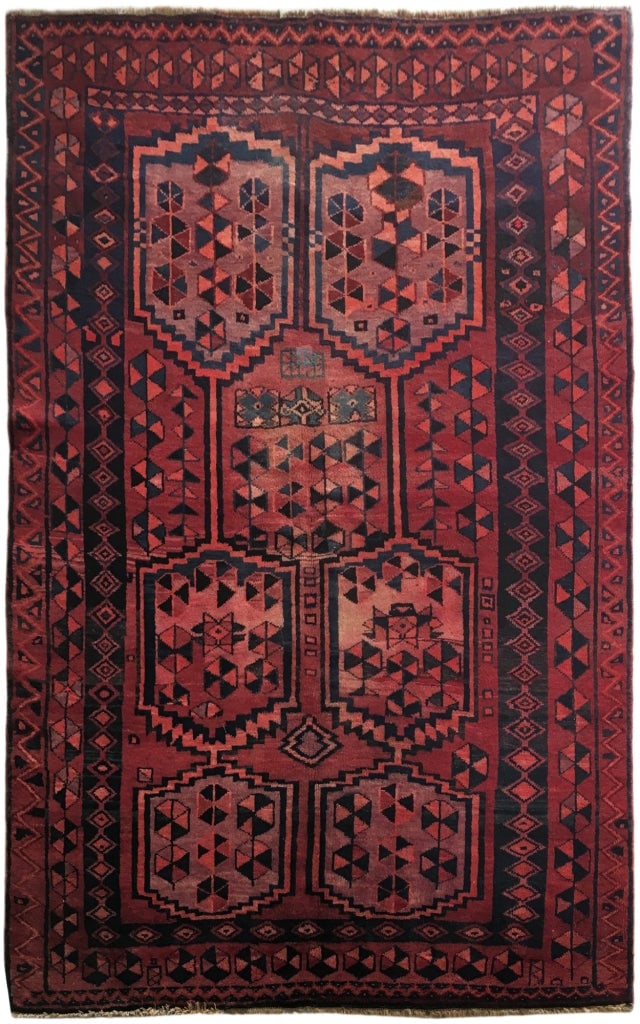Handcrafted 5.9 x 8.1 Maroon Persian Lori Area Rug from Iran (1 of 7)