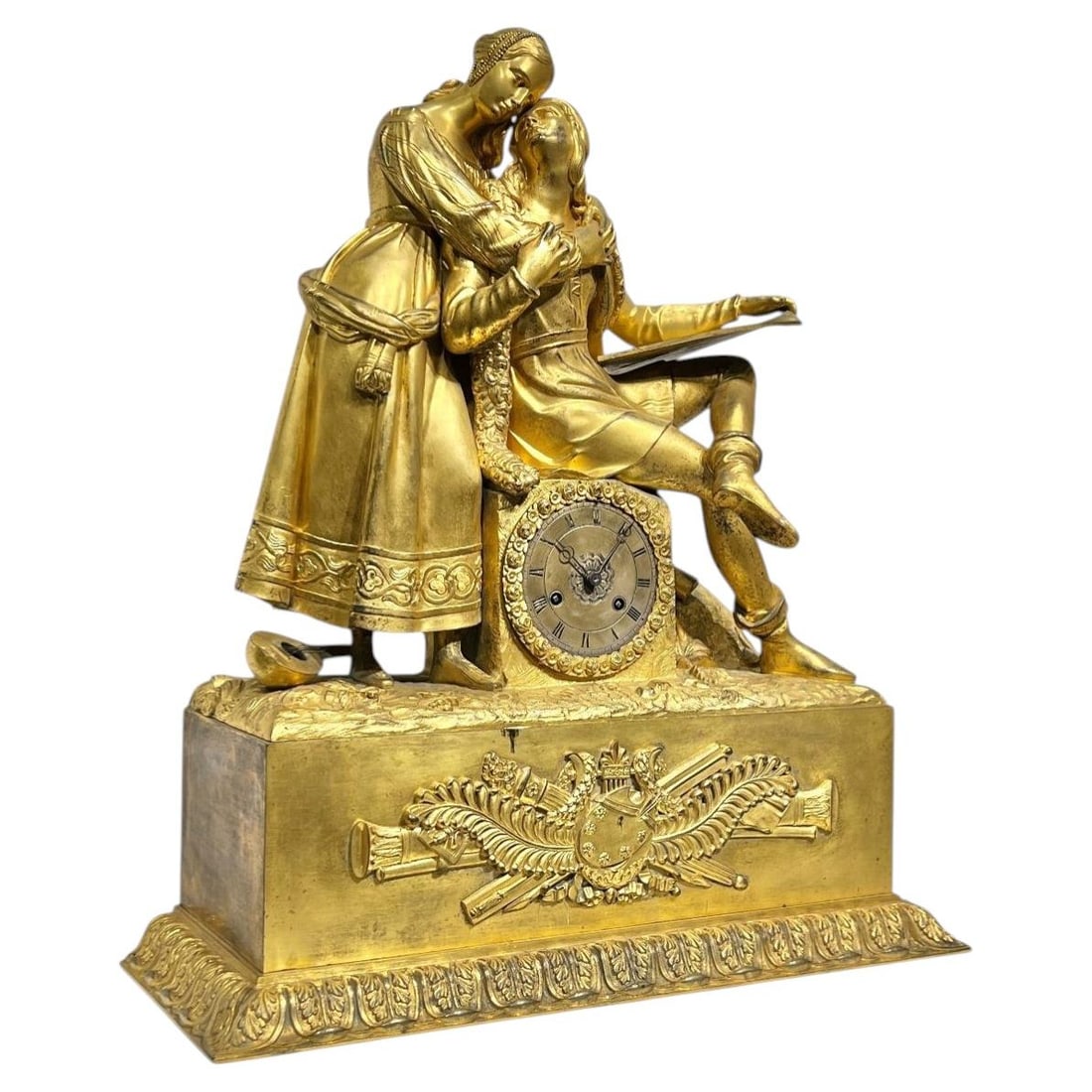 Charles X French ormolu bronze mantel clock by Delaunoy c1830 (1 of 12)