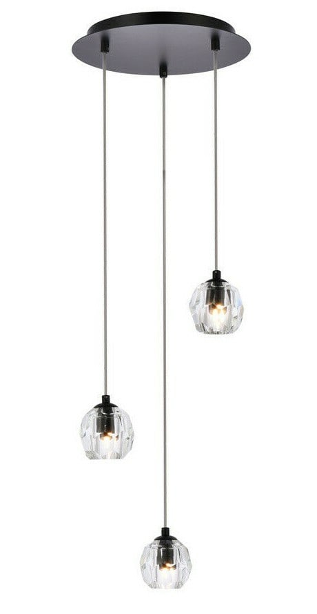 Eren 3 Light Black Crystal Pendant Ceiling Fixture (1 of 5)