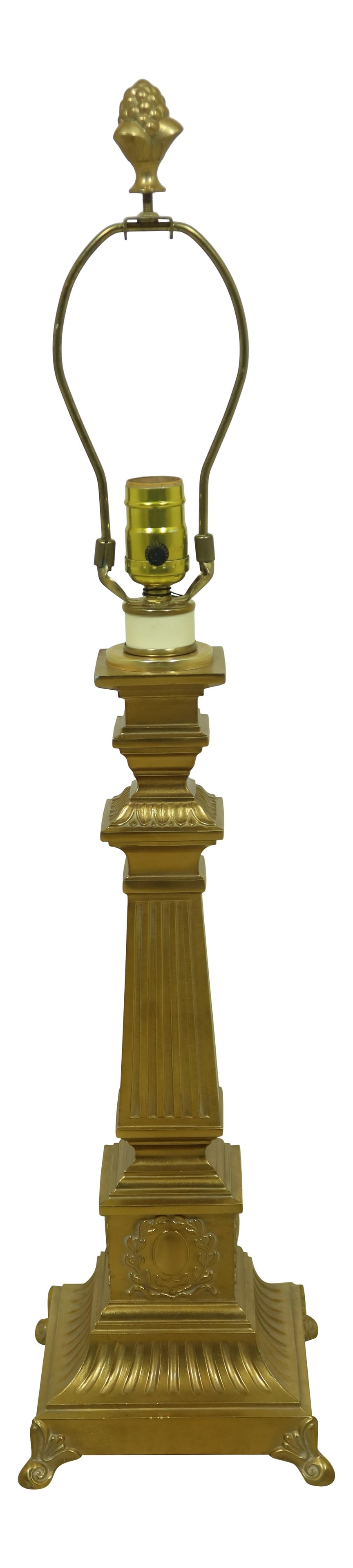 Elegant Brass Finish Column Table Lamp Traditional Design 30 Inches Tall (1 of 7)