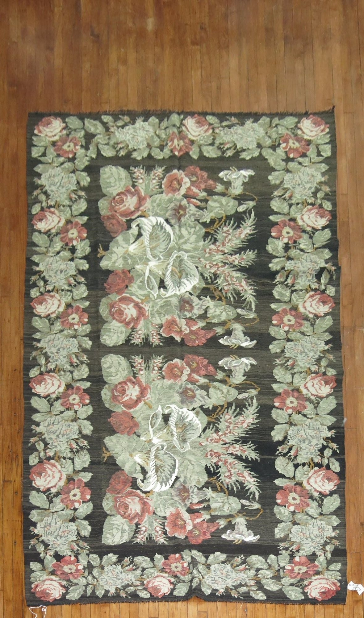 6' 4" x 12' 5" Besserabian Kilim Gallery Rug: 6' 4" x 12' 5" Besserabian Kilim Gallery Rug Mid 20th century Besserabian kilim rug in a gallery size format. This pre-owned piece is identified as a Besserabian kilim and offered in gallery proportio