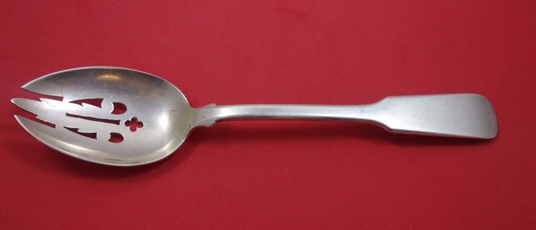 Tuttle Colonial Fiddle Sterling Silver Slotted Serving Spoon 9" (1 of 2)