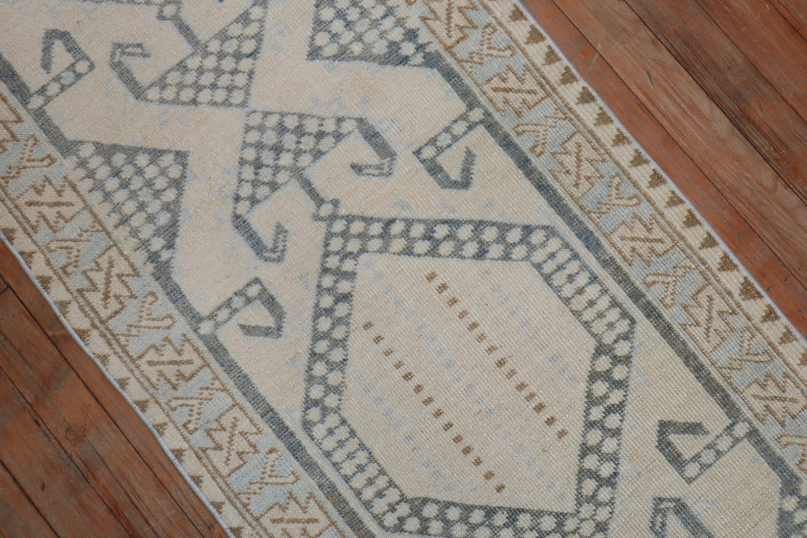 1' 11" x 10' 4" Vintage Persian Serab Runner White Blue Gray (1 of 7)