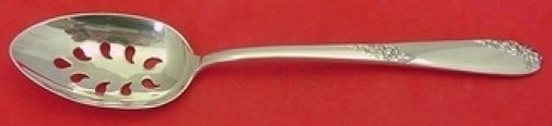 Lunt Sterling Silver Sweetheart Rose Pierced Serving Spoon 8 1/4 inches (1 of 2)