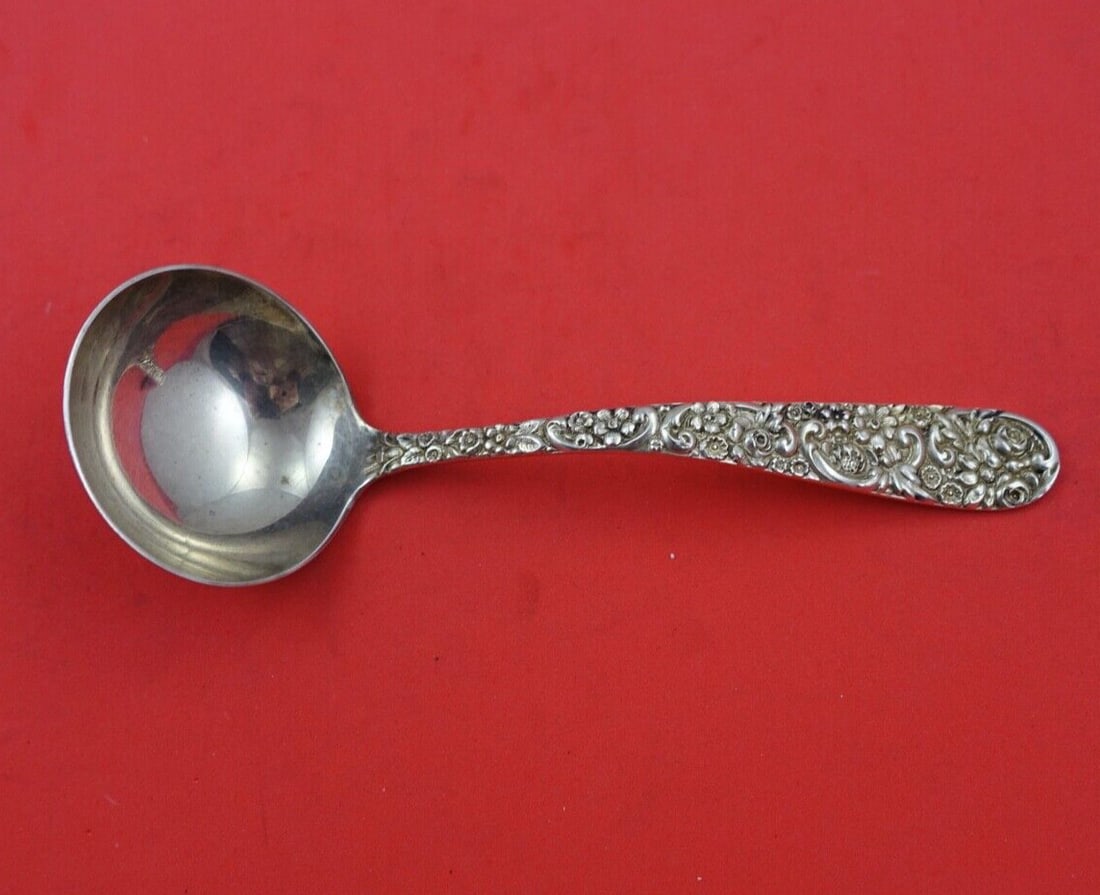 Jenkins & Jenkins Repousse Sterling Silver Gravy Ladle 6.25 inches (1 of 2)