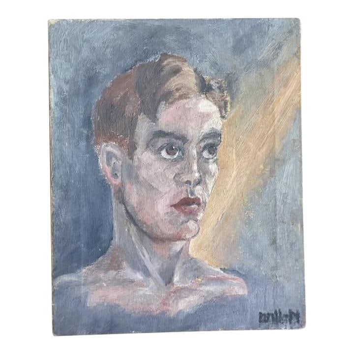 Vintage Boho Oil Portrait on Board 12 x 15 Americana Art (1 of 5)