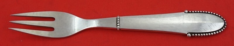 Georg Jensen Beaded Sterling Silver 3-Tine Fruit Fork 5 5/8 inch (1 of 3)
