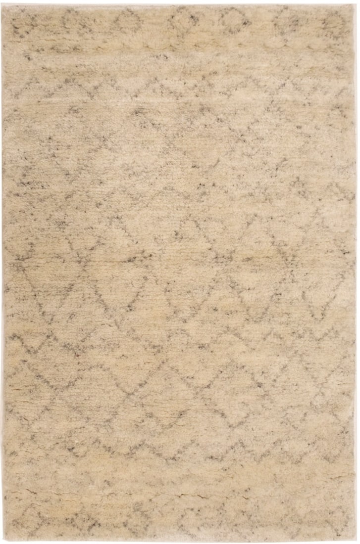 Hand-Knotted Modern Tribal Geometric Moroccan Rug 2x3 ft Wool Beige: Hand-Knotted Modern Tribal Geometric Moroccan Rug 2x3 ft Wool Beige Enhance your space with this modern small tribal geometric Moroccan rug, perfect for kitchen decor. Made from high-quality wool, thi