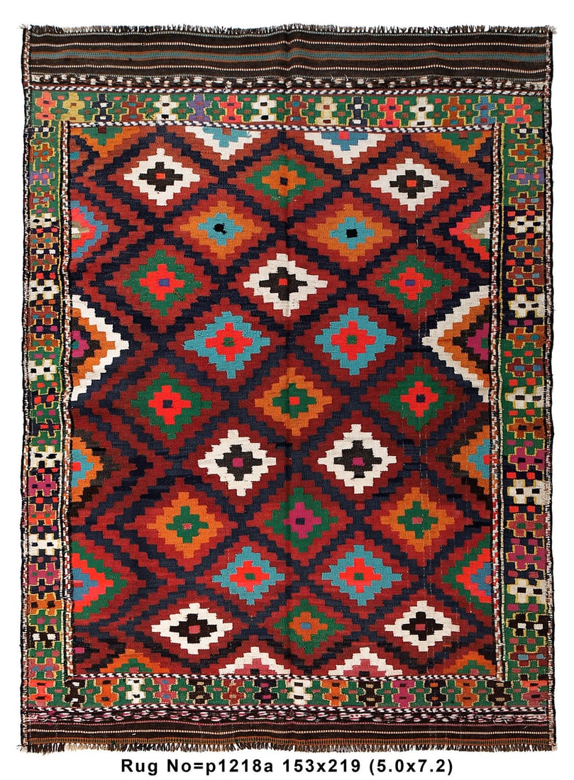 5 x 7.2 Afghan Kilim Rug Geometric Design: 5 x 7.2 Afghan Kilim Rug Geometric Design Free continental US Shipping This stunning 5 x 7.2 Afghan Kilim Rug features a striking geometric design, perfect for enhancing any space with its vibrant col