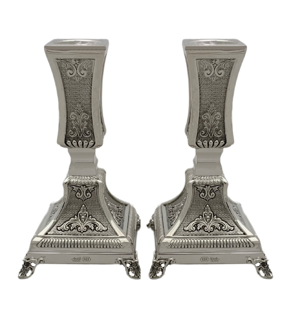 Handmade 925 Sterling Silver Ornate Matte Shiny Candlesticks 6 Inches: Handmade 925 Sterling Silver Ornate Matte Shiny Candlesticks 6 Inches Enhance your home decor with these exquisite fine small candlesticks made from 925 sterling silver. Each piece showcases intricate
