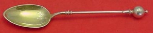Wendt Sterling Silver Ice Cream Spoon Ball End 6 Inch Gold Wash Brite-Cut: Wendt Sterling Silver Ice Cream Spoon Ball End 6 Inch Gold Wash Brite-Cut This exquisite ice cream spoon showcases the Ball End pattern by Wendt, crafted from high-quality sterling silver. The piece f