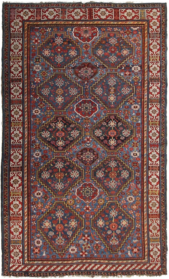 Circa 1880 Blue Caucasian Shirvan Hand Knotted Wool Runner 5'9 x 11' (1 of 11)