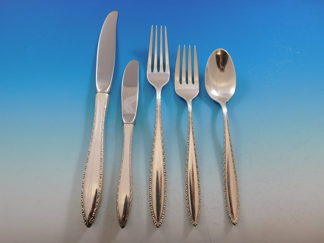 Michele by Wallace Sterling Silver Flatware Set for 6 with Towle Caddy 30 Pieces: Michele by Wallace Sterling Silver Flatware Set for 6 with Towle Caddy 30 Pieces Enhance your dining experience with the Michele by Wallace Sterling Silver Flatware Set, a timeless collection that inc