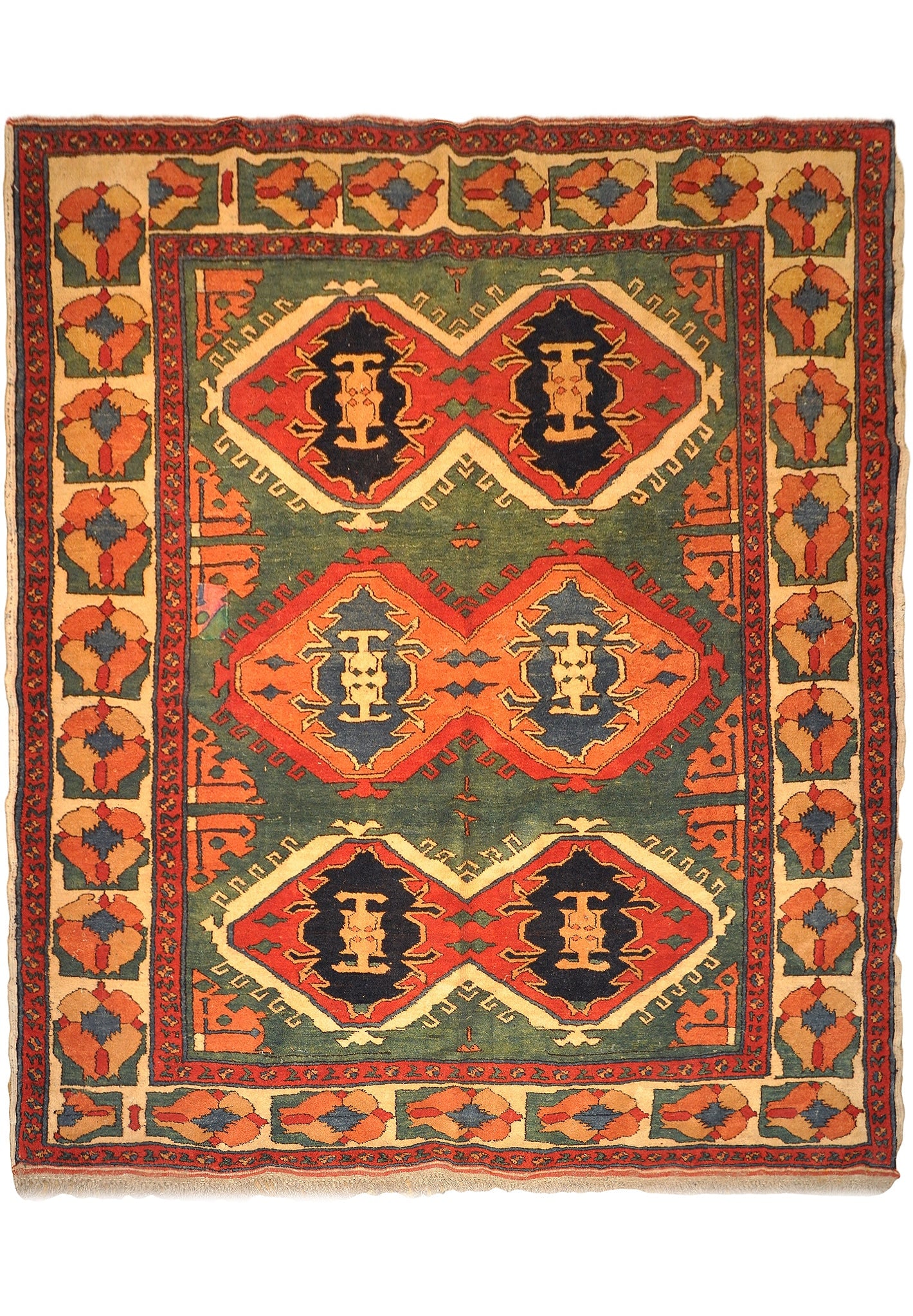 6 x 6.5 Hand-Knotted Afghan Kazak Wool Square Rug: 6 x 6.5 Hand-Knotted Afghan Kazak Wool Square Rug Free continental US Shipping Add refined elegance to your home with this square hand-knotted Afghan Kazak rug. Expertly crafted in Afghanistan from pr