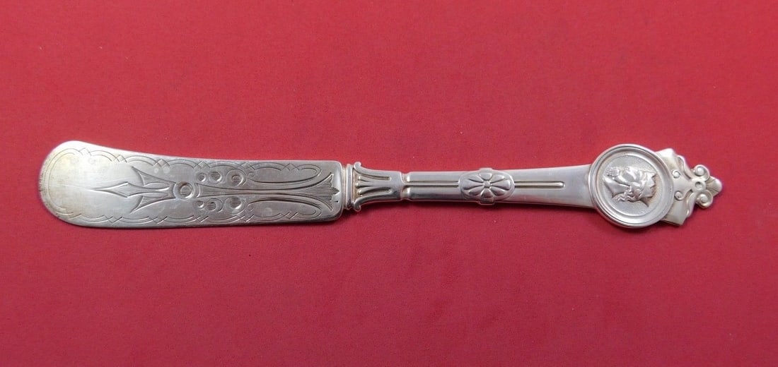 Gorham Medallion Sterling Silver 7 Master Butter Knife Bright-Cut: Gorham Medallion Sterling Silver 7 Master Butter Knife Bright-Cut This exquisite 7-inch Master Butter knife showcases the elegant Medallion pattern by Gorham, crafted from high-quality sterling silver