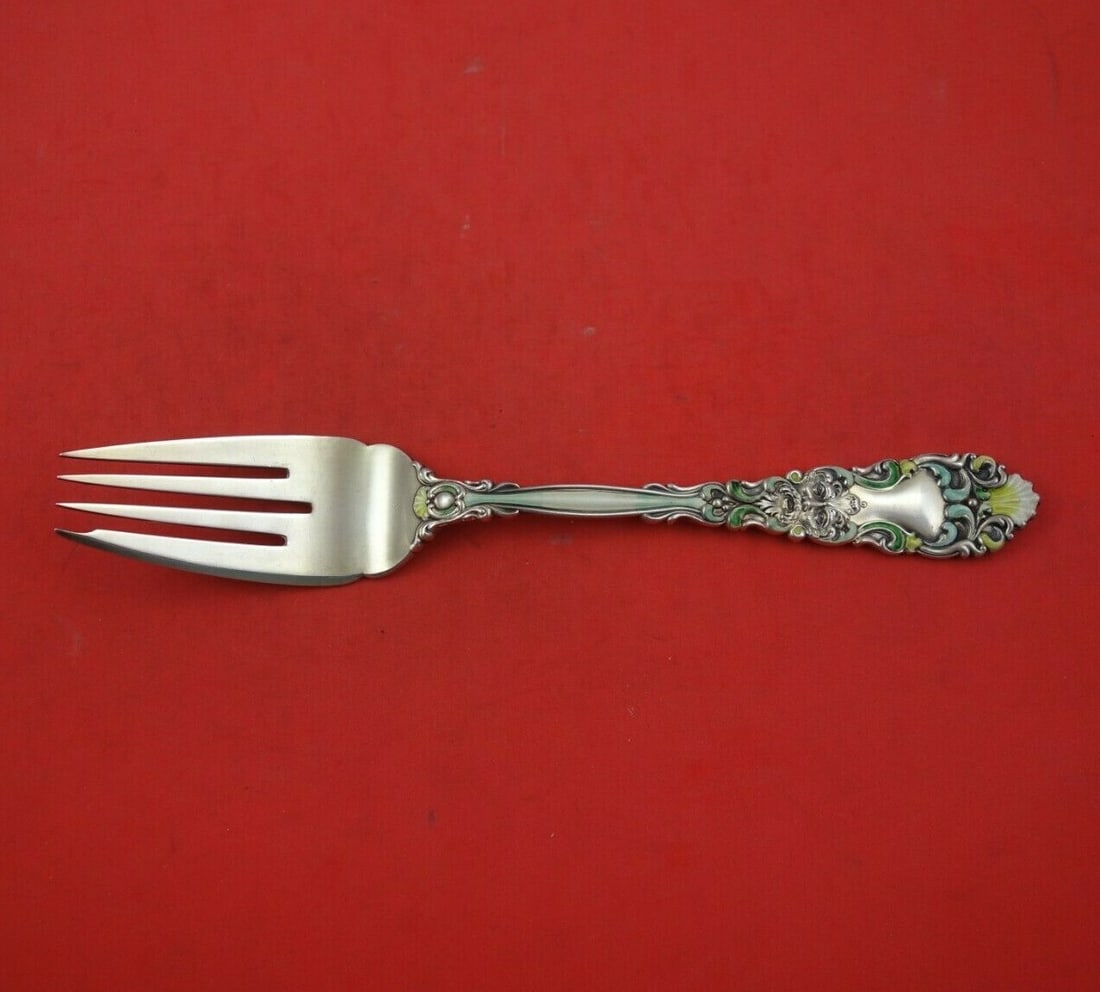 Dominick & Haff Renaissance Sterling Silver Cold Meat Fork 4-Tine Enamel (1 of 3)