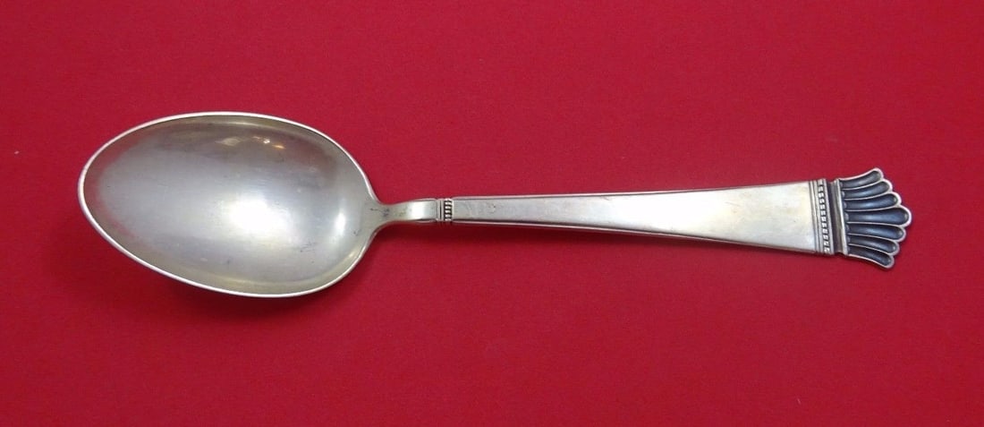 Norwegian Sterling Silver 8in Serving Spoon Saethers Gull Kavaler (1 of 2)