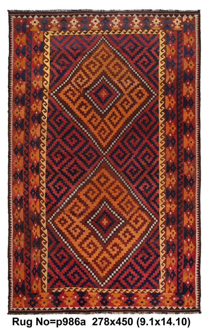 1980s Afghan Finer Kilim Flat-Weave Tribal Rug 9.1 x 14.9 (1 of 8)