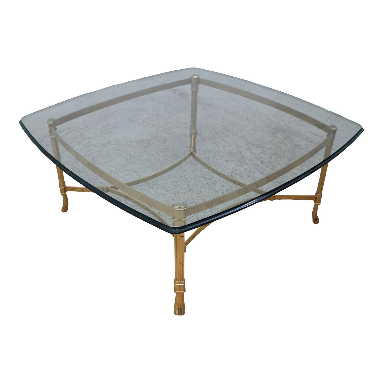 Elegant Labarge Brass & Glass Coffee Table Italian Design 37.5x37.5 (1 of 10)